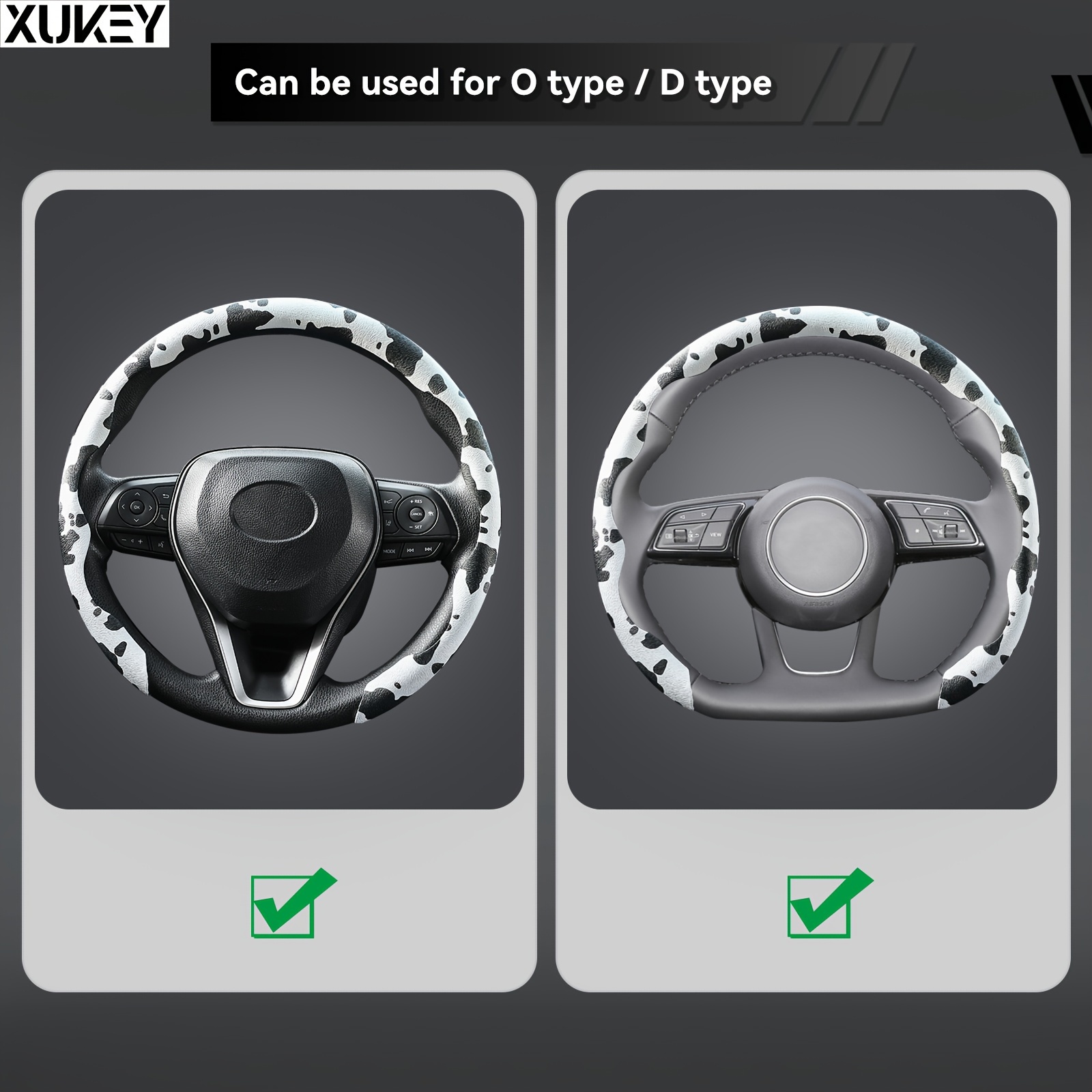   universal car steering wheel cover ultra thin cow print for o d type 14 1 2 15 inch breathable non slip pvc auto interior accessories for car truck suv for jeep