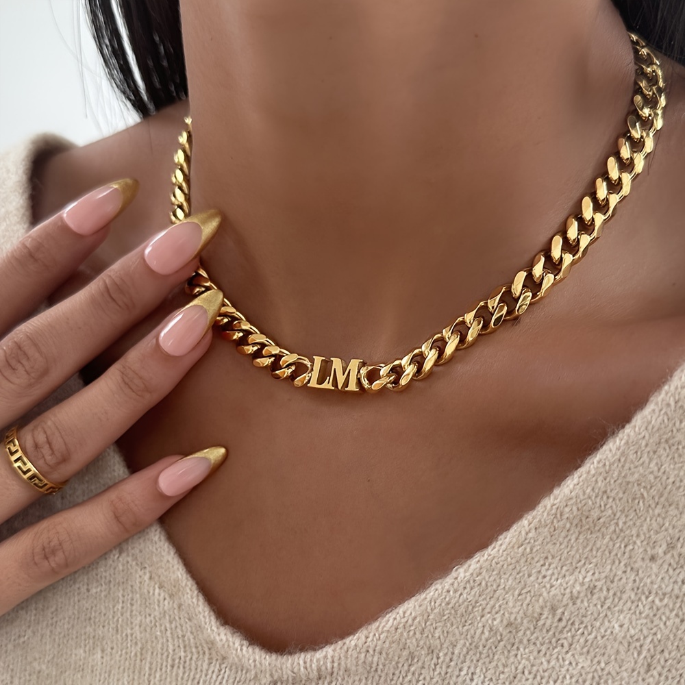 Custom 18k Cuban Chain with Personalized Name Women's Jewelry