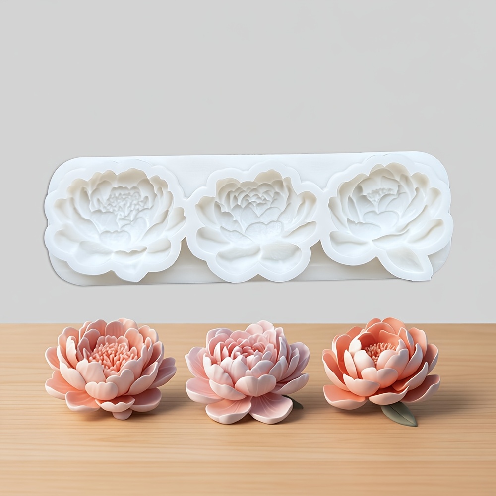 Image of 1pc, 3- Mini Creative Shaped Fondant Silicone Mold, Floral-themed Cake Decorating Tool, Diy Craft, Diy Cupcake Decorating Baking Mold, Holiday Chocolate Cake Decoration, Epoxy Resin Silicone Tool