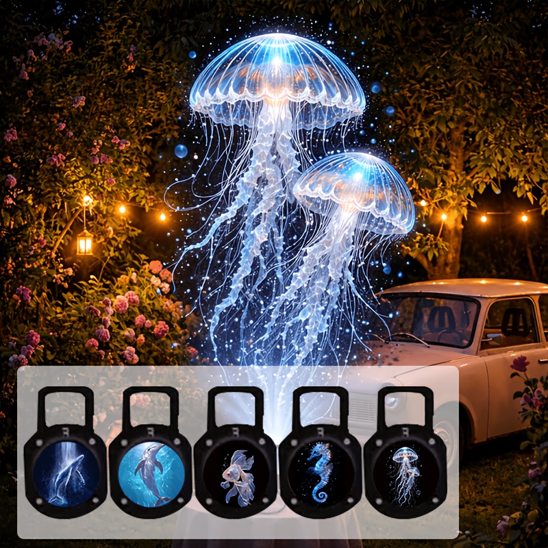 TEMU A Usb Light With 5 Movie Film Patterns—designed For Ocean-themed Car Ambient Lighting. This Plug-and-play Projector Features 360-degree Rotation