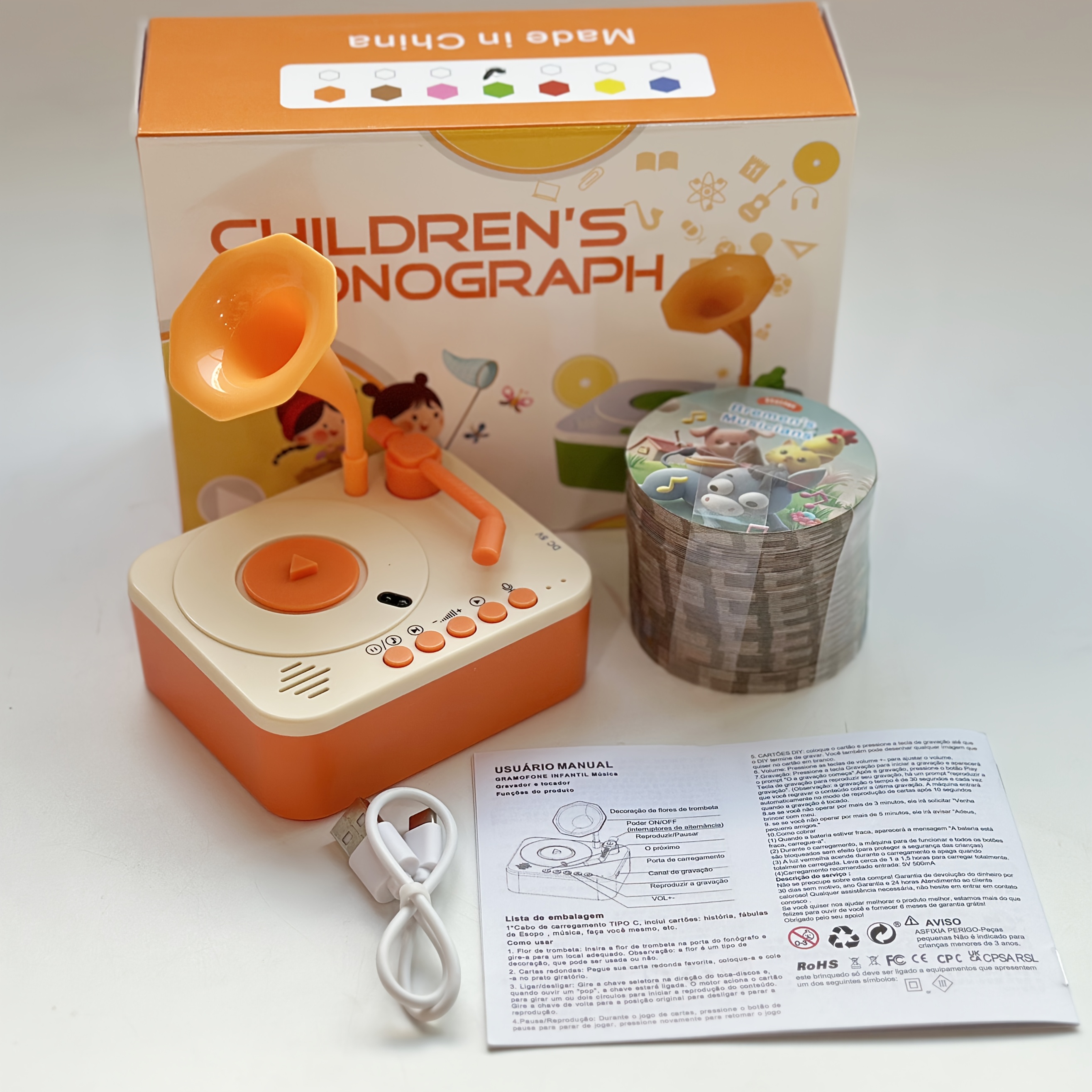 Phonograph Multifunctional Music Player with 96 Learning Cards