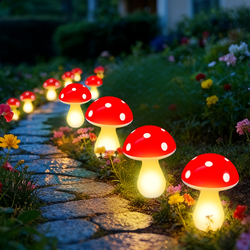 TEMU 8led Battery-powered Mushroom Light, Outdoor String Lights, Decorating Gardens, , And , Wedding And Party Decorations, Warm Led String Lights,