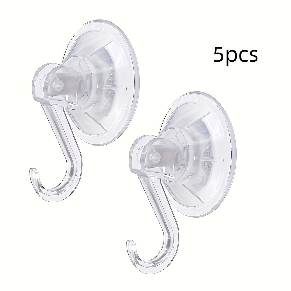 TEMU 2pcs/5pcs/20pcs Transparent Suction Cup Hooks. Seamless Bathroom And Kitchen Hooks, No-drilling Transparent Adhesive Hooks, Strong , Easy Style,