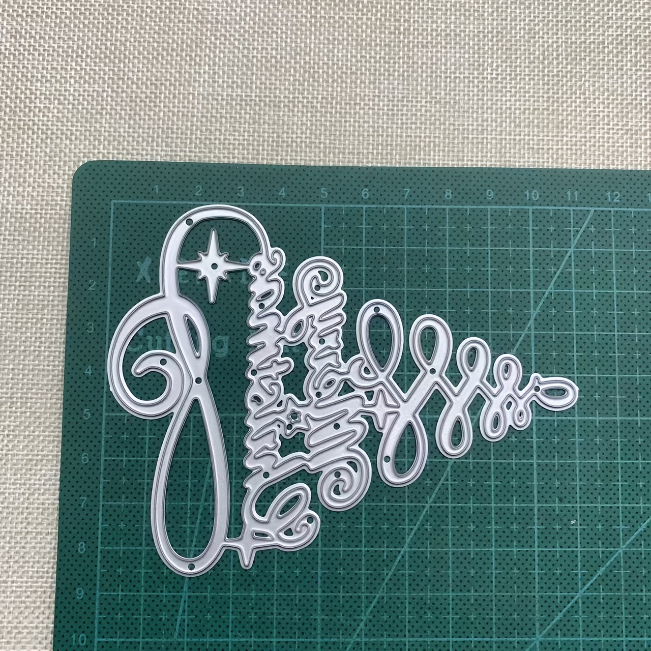 TEMU Merry Christmas English Cursive Script Metal Cutting Die, Diy Handmade Paper Craft Embossing Die, Christmas Greeting Card And Journal Decoration