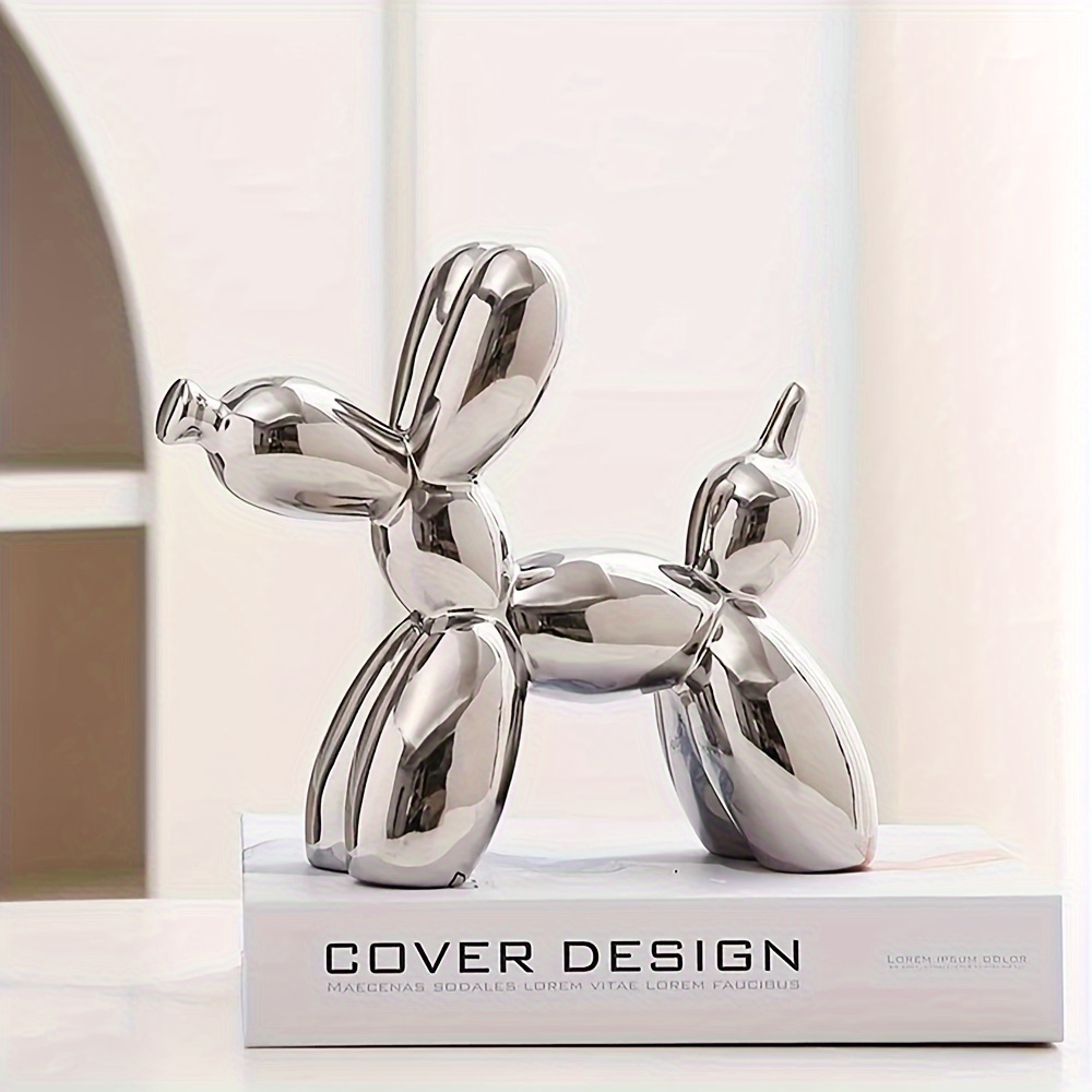 

Balloon Dog Sculpture, Silvery Ceramic With Electroplating, Cute Shiny Art Statue For Home & Office Decor, Versatile Indoor/outdoor Use, Ideal For Living Room, Study, Foyer