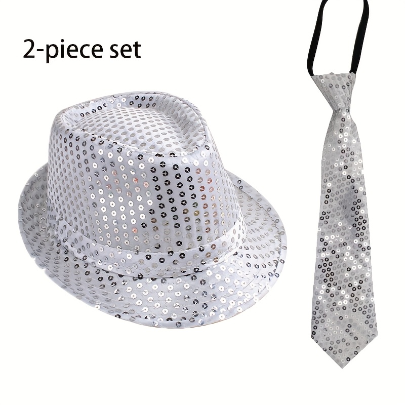 E-shop 2er-Set, Unisex, Paillettenbesetzter Stecker und Hut, geeignet für Bühnenauftritte, Festivals, Partys und Clubs