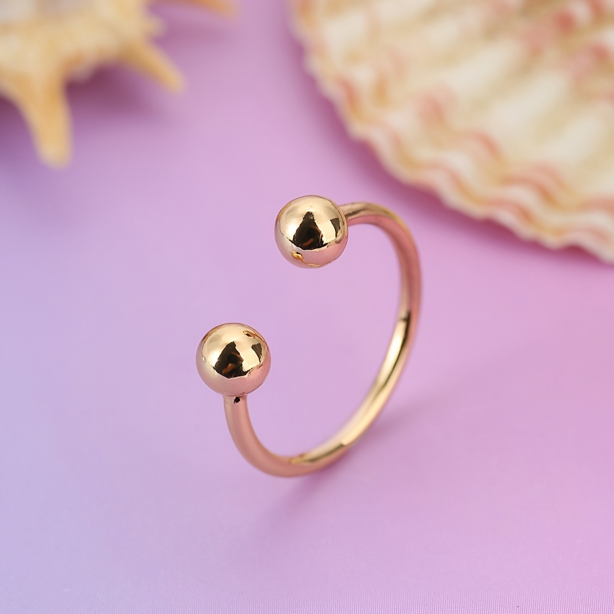 Unisex Adjustable Copper Double Ball Ring, Minimalist Design