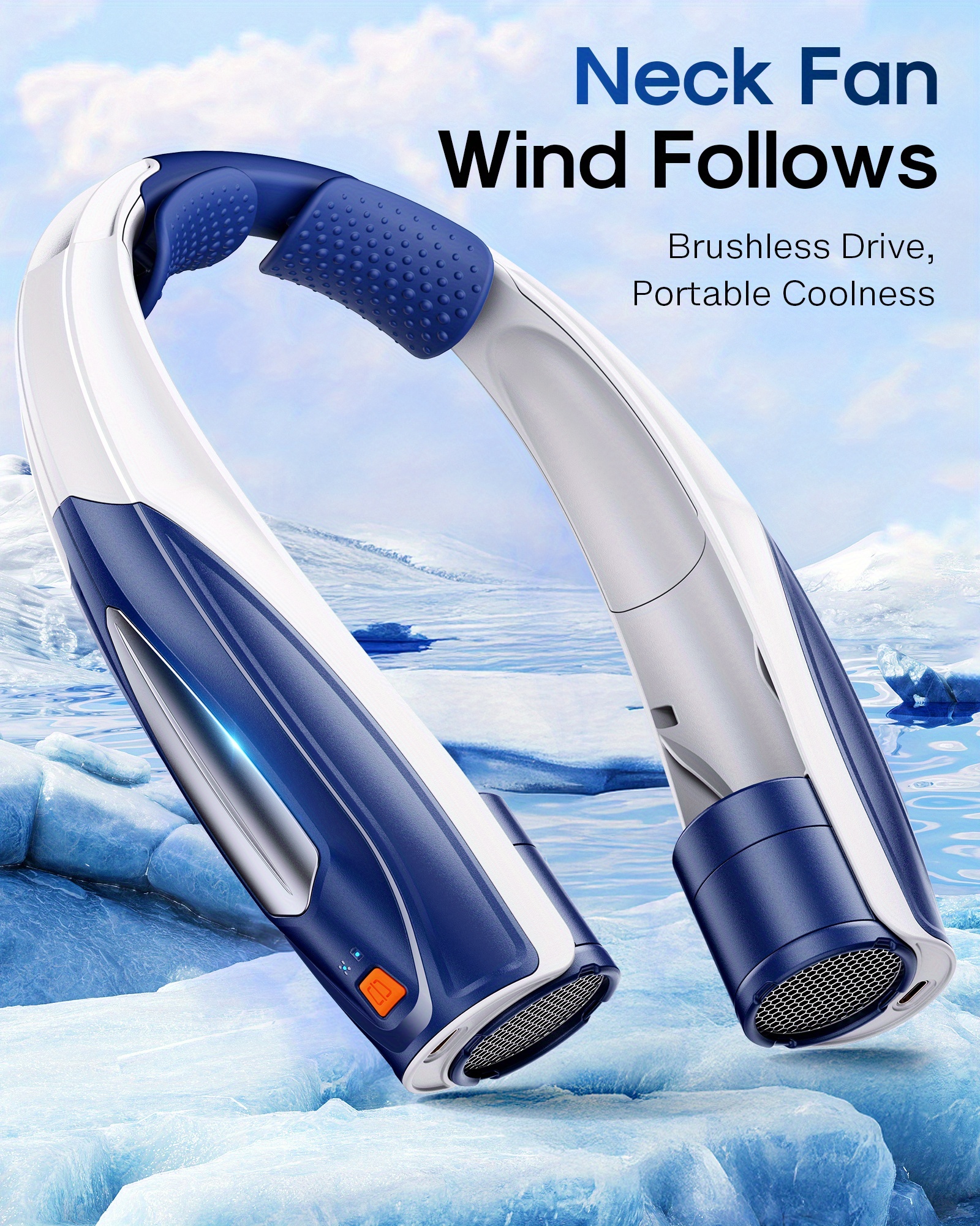 Ultra-Long Battery Life: 6-20 Hours, Dual Wind Speeds, Super Quiet Brushless Motor, 3000mAh*2, Durable USB Charging, Soft Silicone Neck Strap, Ideal for Work, Travel, Sports, and Outdoor Activities, Outdoor Sports Fan|Ergonomic Neckband Fan|Durable