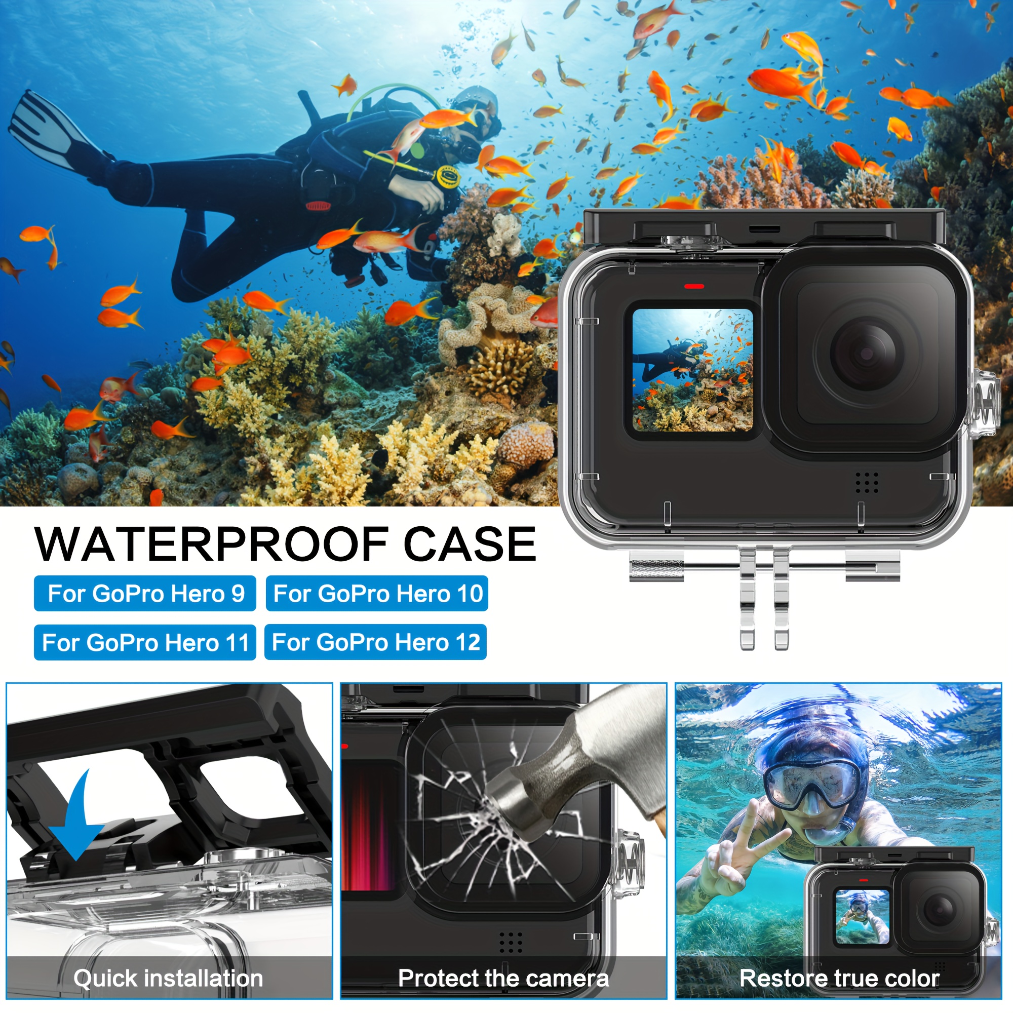 insta360 go3 防水ハウジングケース ダイブハウジング 防水 防塵 保護ケース 水深30m 水中撮影用 憧れの -  アクションカメラ、ウェアラブルカメラ