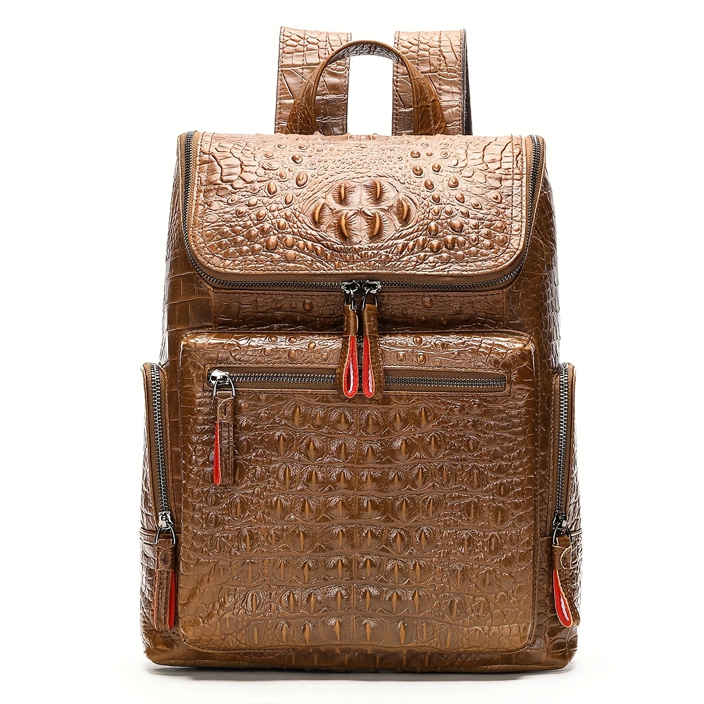 large capacity mens genuine leather backpacks travelling - Temu