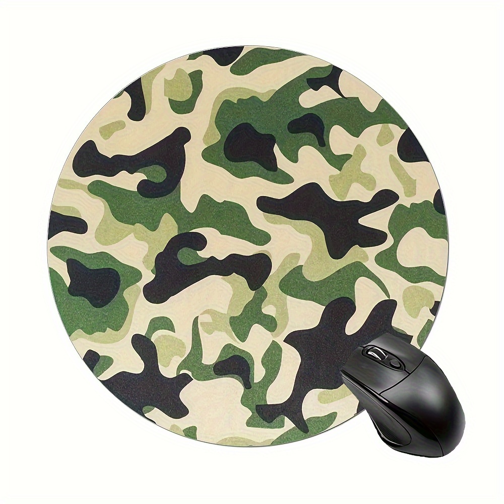 Alfombrilla De Ratón Redonda - Diseño Camuflaje, Base Antideslizante, 20 Cm De Diámetro, Grosor 3 Mm, Material Suave Para Mayor Comodidad