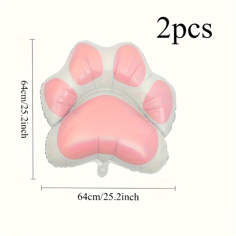 Image of 2pcs Aluminum Foil Cat Paw Balloons - Non-toxic, Durable For 's Birthday Parties, Animal-themed Events & Photo Backdrops, Props With Design| Party Decor|durable Party Props