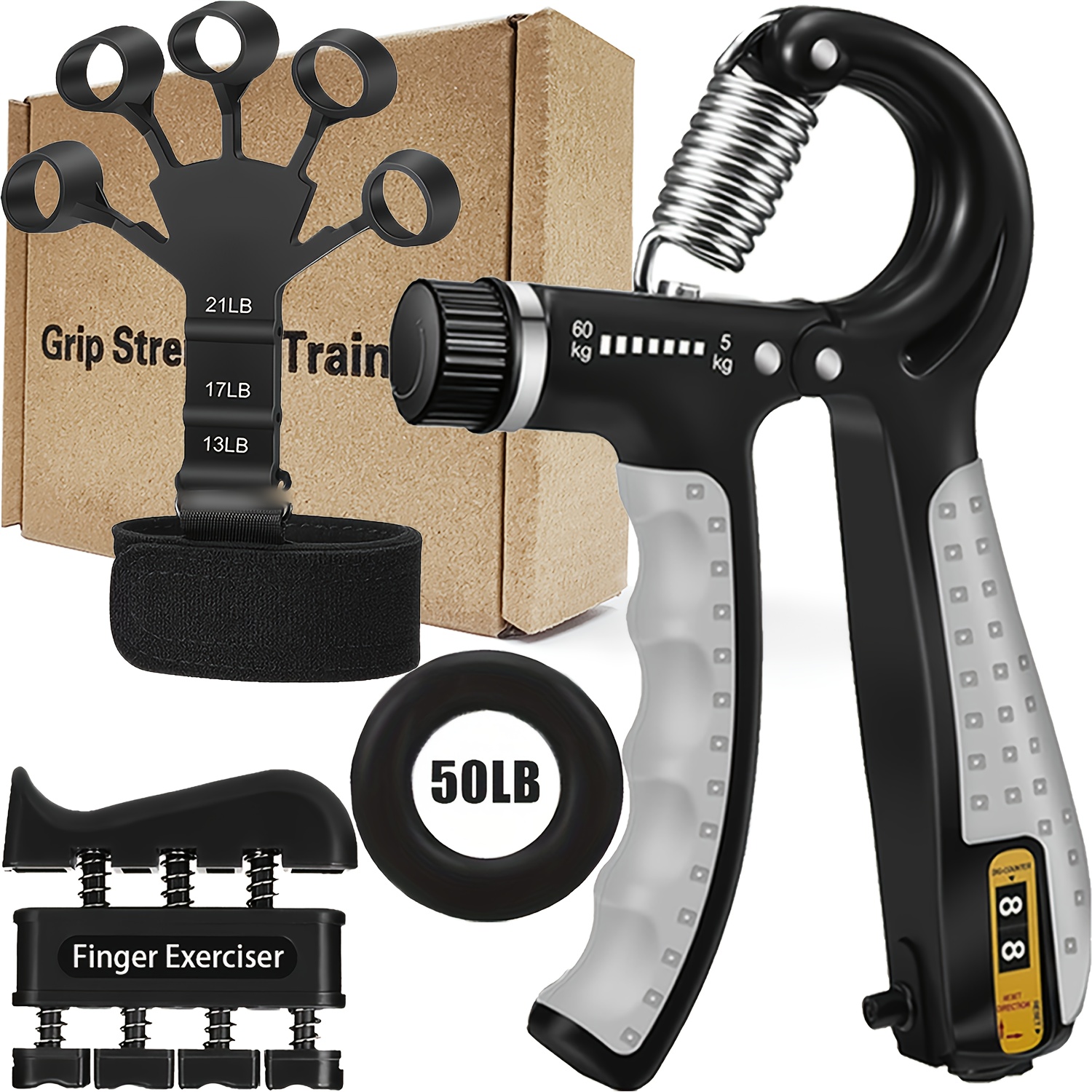 TEMU Grip Strength Trainer (4pcs) - Adjustable Hand Gripper, Finger Exerciser, Forearm Strengthener Ring And - Grip Strengthener And Extensor Trainer
