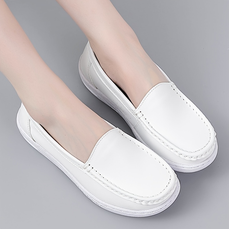 Women'S Breathable Soft Cushioned Nurse Shoes EVA Sole, Synthetic Cover  Upper for School Use, White Casual Work Shoes with Rubber Insole, 