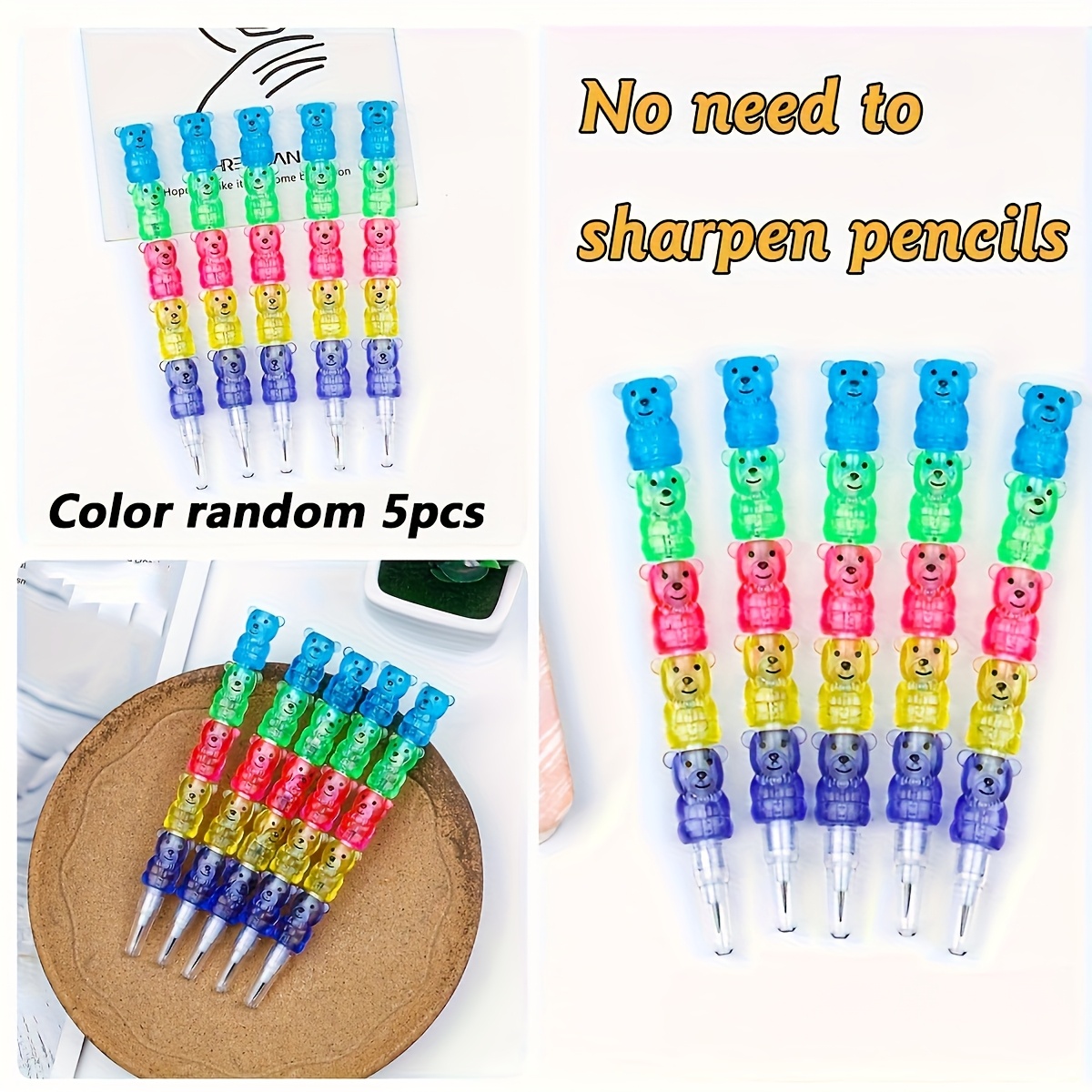 Image of Creative Bear 5pcs Pre- Pencil, Random 5/10/20pcs Egg-laying Pens