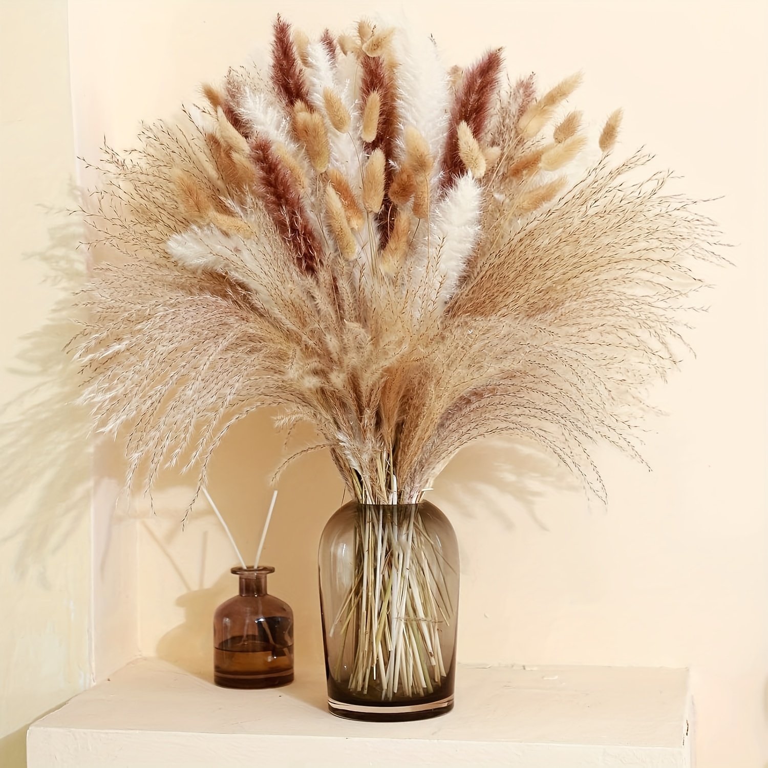 E-shop 201-teiliges Trockenblumenstrauß-Set – Pampasgras, Blumendekoration für Zuhause, Hochzeit Boho-Stil | für Vasen, Herbst, Frühling, Sommer Winter