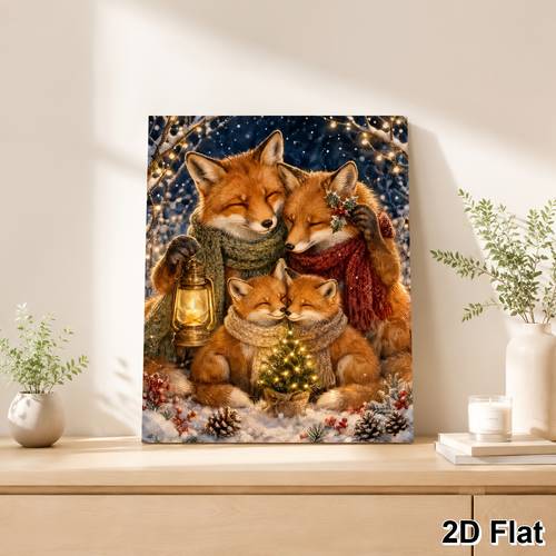 item picture , & Winter Snow Scene Canvas - Rustic Gallery-Wrapped Vertical Suitable for Nursery, Room Decor, Gift, Christmas Tree Lights, Frame for Hanging, Ink on Canvas