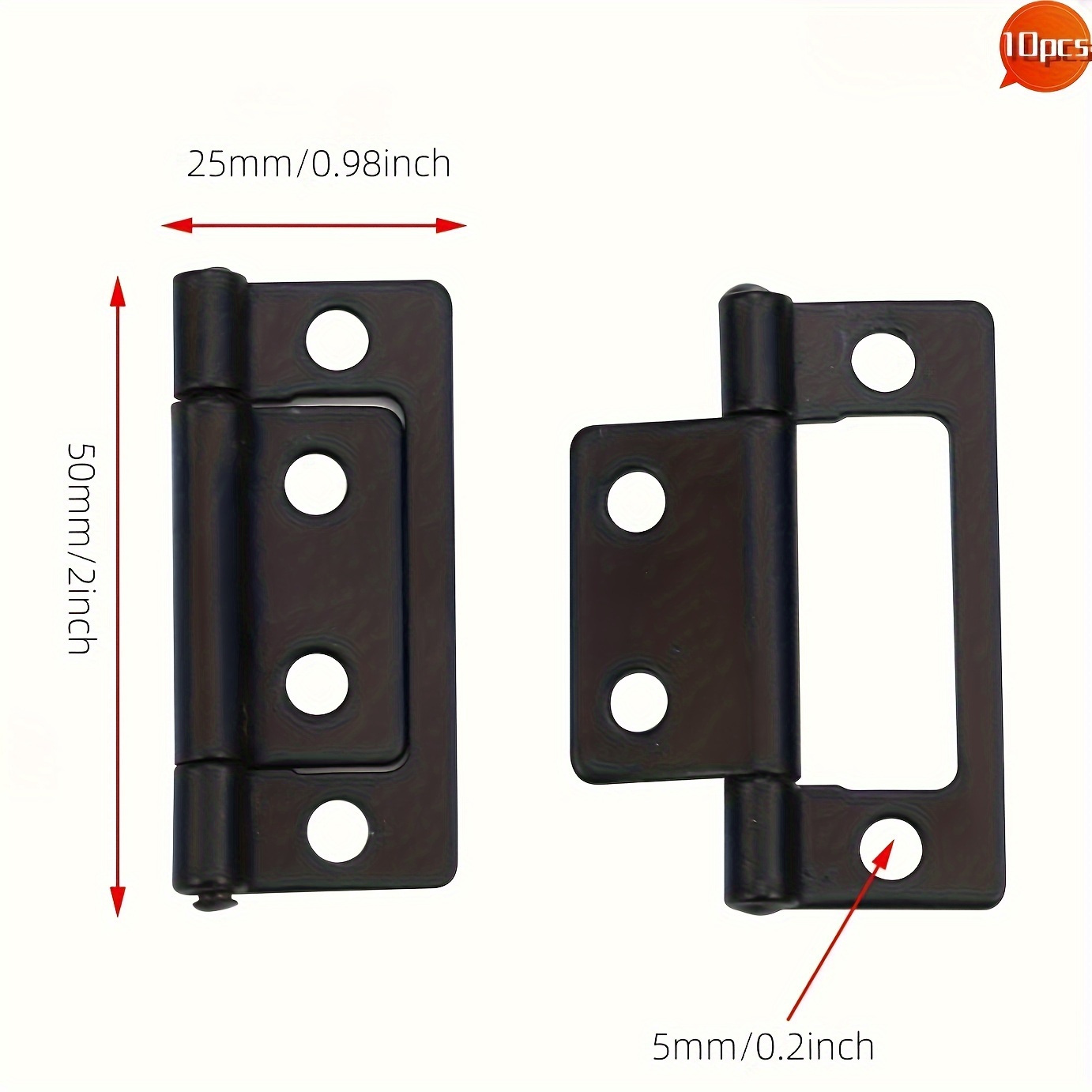 Image of Hinge Chest Hinge Heavy Duty Hinge Box Hinge For Furniture 5cm X 2.5cm/2.0inch X 0.91inch, Black, 10pcs With Mounting Screws