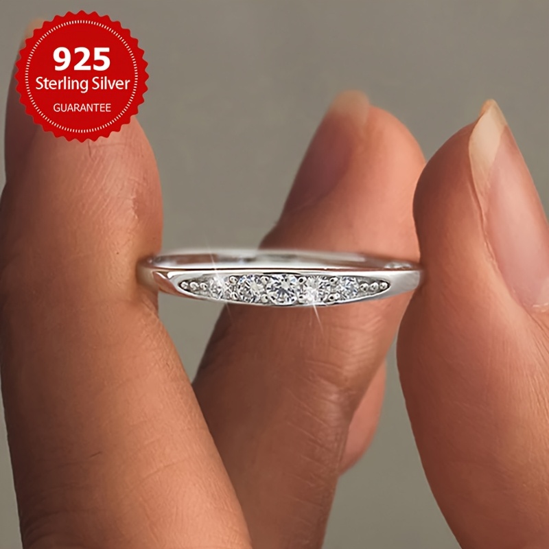 1pc S925 Sterling Silvery Engagement Wedding Band Rings Easy Plain Ring Design Women'S Fashion Gift Wedding Anniversary Valentine'S Day Birthday Women Jewelry Exquisite Gift Wedding Season Jewelry Anniversary Stackable Promise Ring