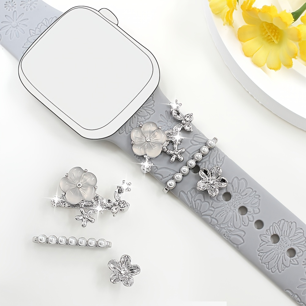 TEMU 3pcs Watch Strap Decorative Rings, Fashion Floral Hollow-out Set, Multiple Colors Available For Watch Strap Decoration, Elegant Accessory