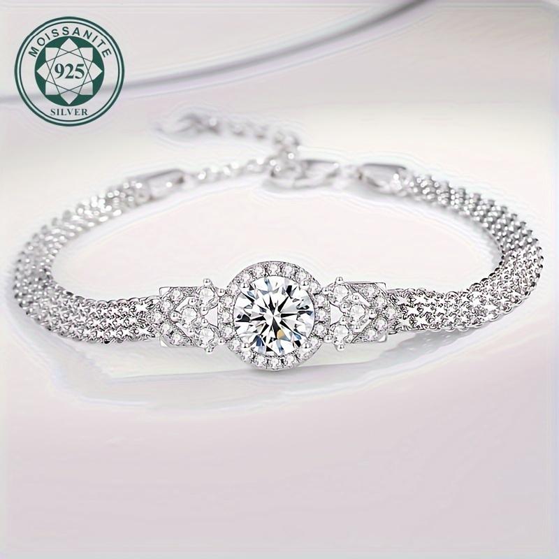 

S925 Silver 2 Carat Moissanite Bracelet Luxury And Elegant Fashionable And Simple, Suitable For Men And Women Suitable For All And Valentine's Day And New Year's Gift