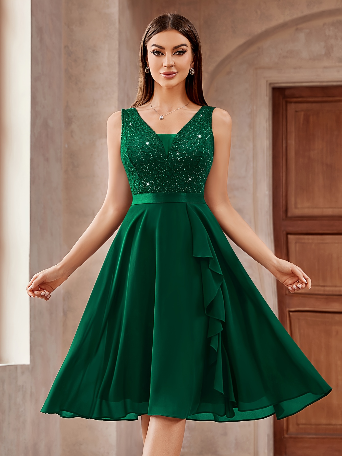 princess polly baby blue dress Emerald Green Split Dress | Women's Green Split Dress main image 0