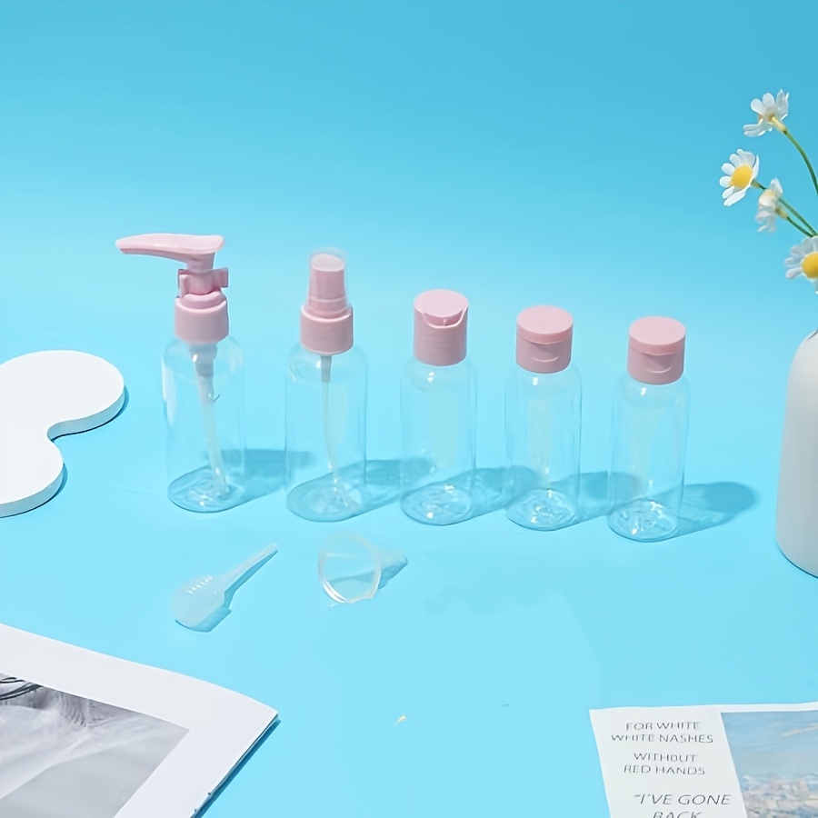 TEMU Un set portatile di 7 bottiglie da viaggio cosmetiche.