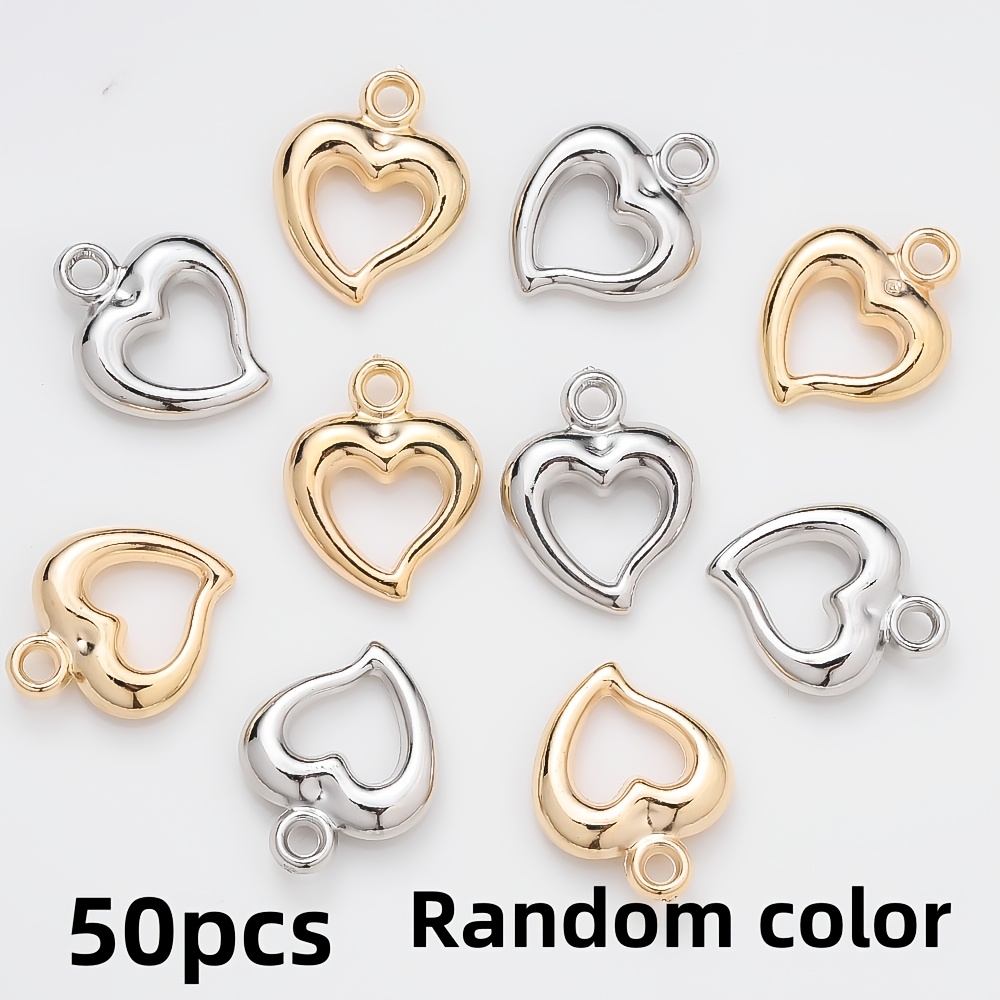 TEMU 50pcs Dijes de Hueco Y2K, Dijes de Cuentas Colgantes de Dorado Plateado para Fabricación de Joyas Pulsera Collar Aretes (Aleatorio)