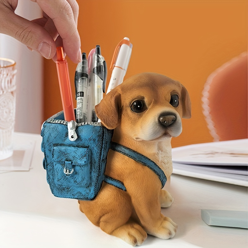 TEMU Adorable Puppy Pen Holder Desk Decoration For Office, Festival And Birthday Gift