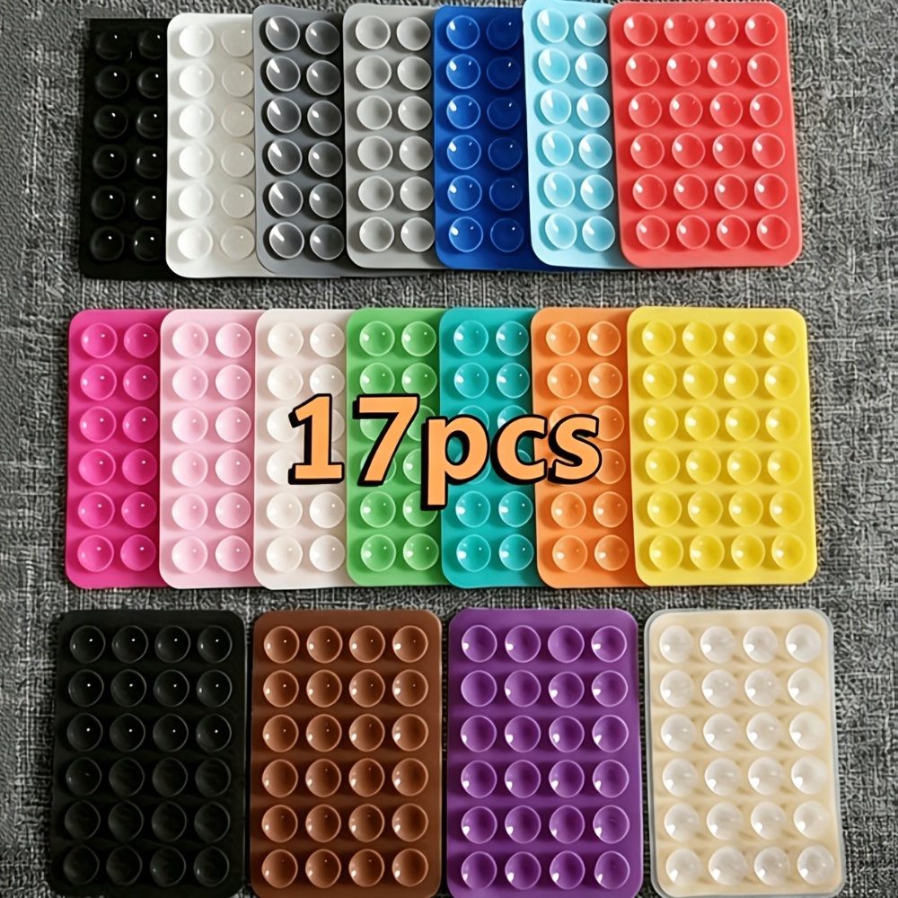 TEMU 17pcs Set Silicone Suction Cup Phone Holder, Random Colors, Multi-colored, Suitable For Smartphones, Non-slip Adhesive Grip, Supports Viewing,