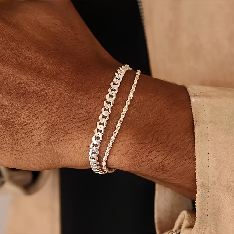 

Lot de 2 Bracelets de Luxe Tendance NK avec Chaîne Torsadée, Style Élégant Rock et Hip-Hop, Adaptés pour les Fêtes, les Vacances et les Festivals de Musique