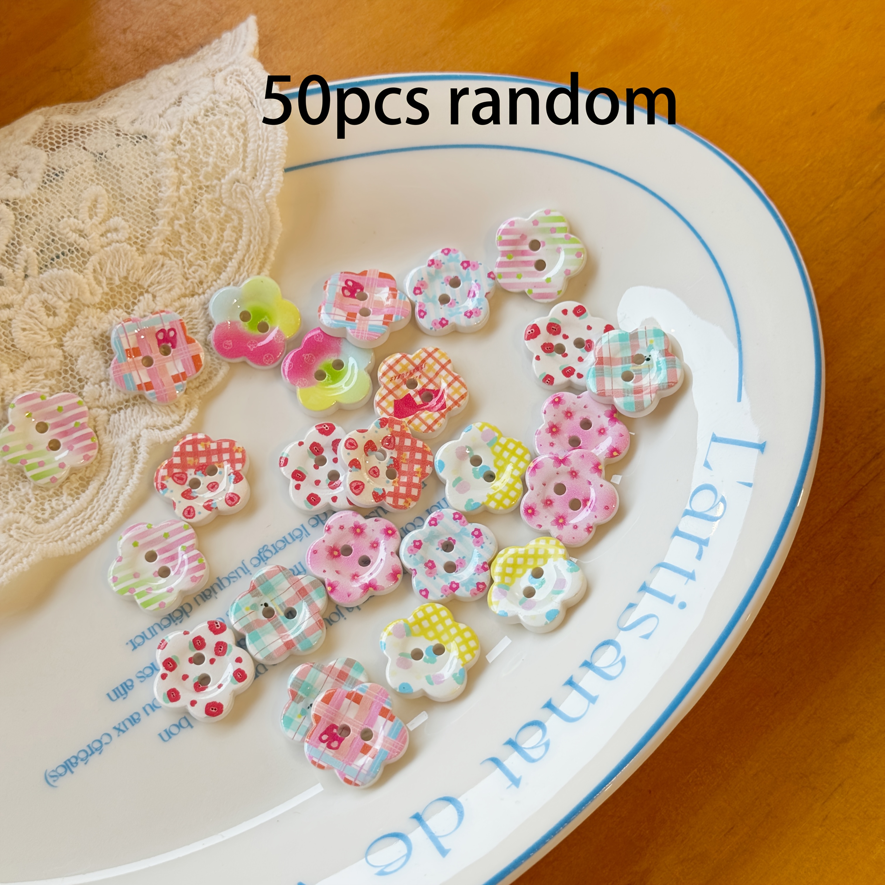 TEMU Colorful Cute Cream-style Buttons, Creative Diy Buttons, Holiday Gift, Handmade Craft Buttons Random Color 50pcs