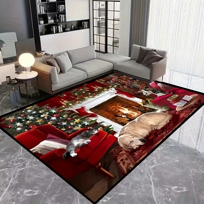 

Christmas Rug Dog , Polyester Mat, Rug Pad For Entryway, Decoration