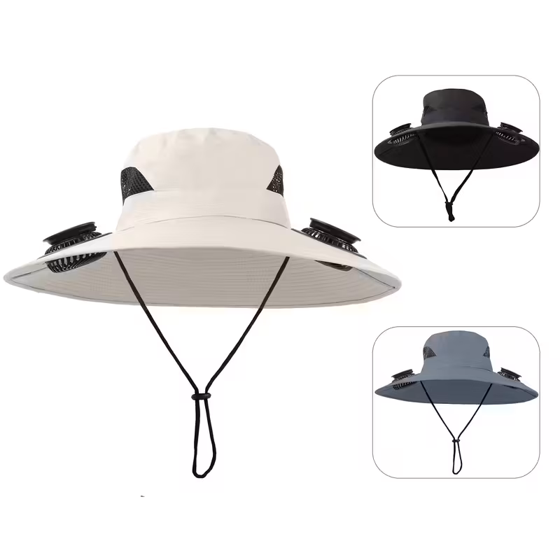 solar fan hat outdoor wide brim bucket with 2 x 180 adjustable fans upf 50 usb solar powered for beach camping hiking Product details 9