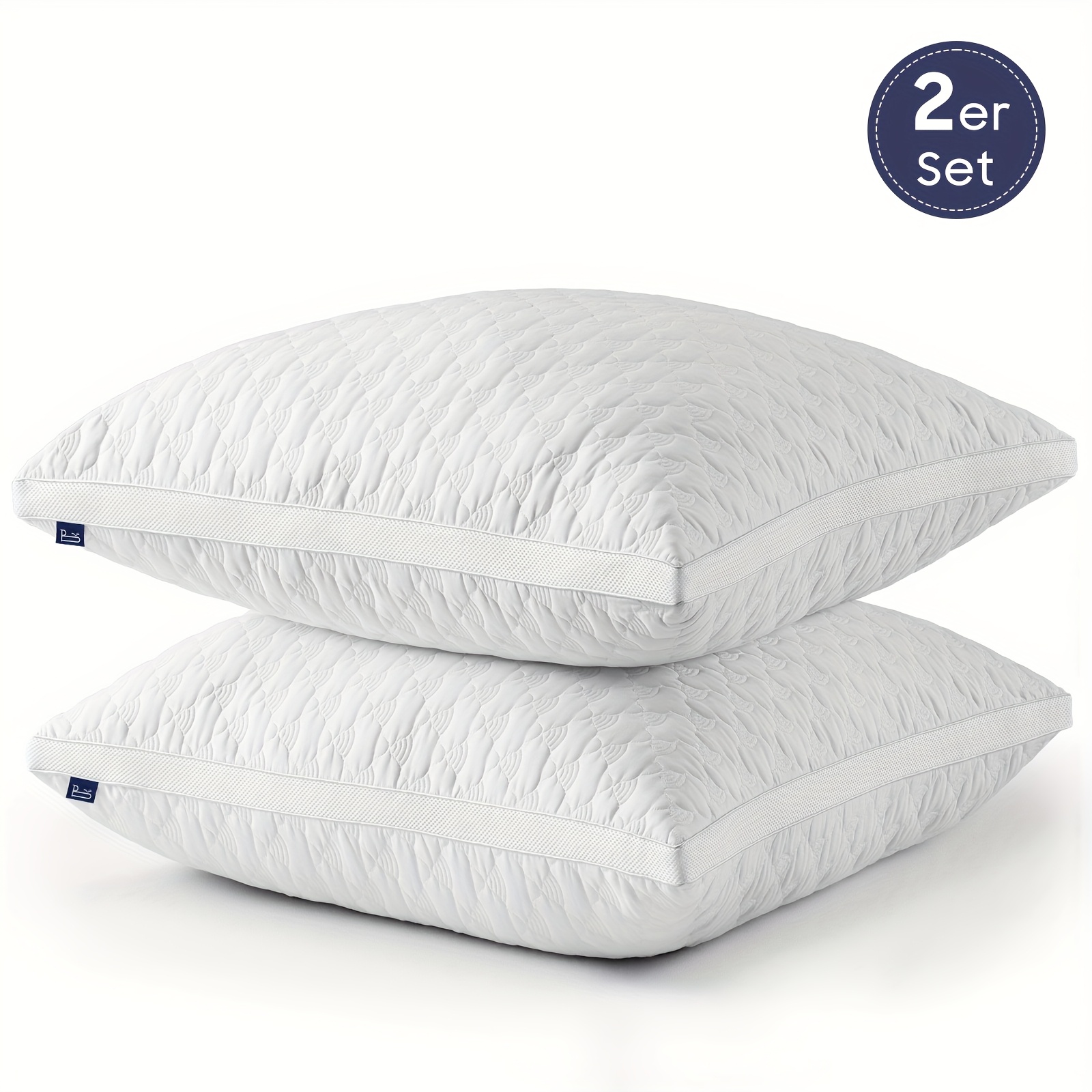 E-shop Set aus 2 Kissen, 40x80 cm oder 80x80 cm, höhenverstellbar mit Reißverschluss, Seitenlieger-Kissen mit Premium-Füllung, atmungsaktive