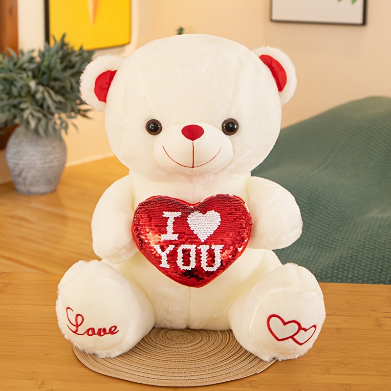 

11.8-inch Cute Sequins Color-changing Cuddly Bear Stuffed Animals To Decorate Birthday & Holiday Gifts