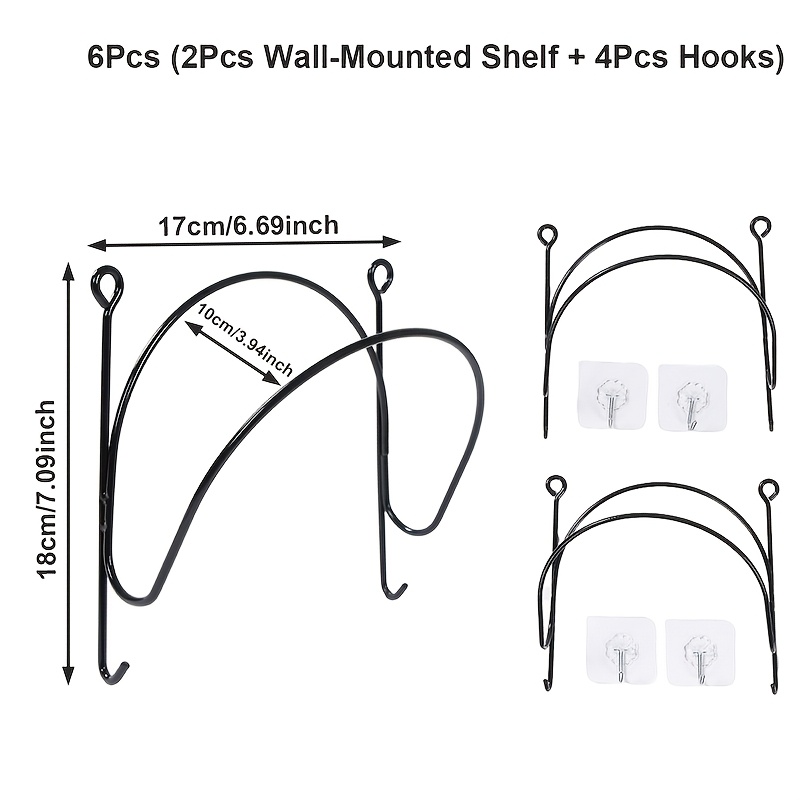 E-shop 6-teiliges Eisen-Handtuchhalter-Set (2 Wandregale + 4 Haken), Wandregal mit Haken, platzsparend, einfach zu installieren für Badezimmer