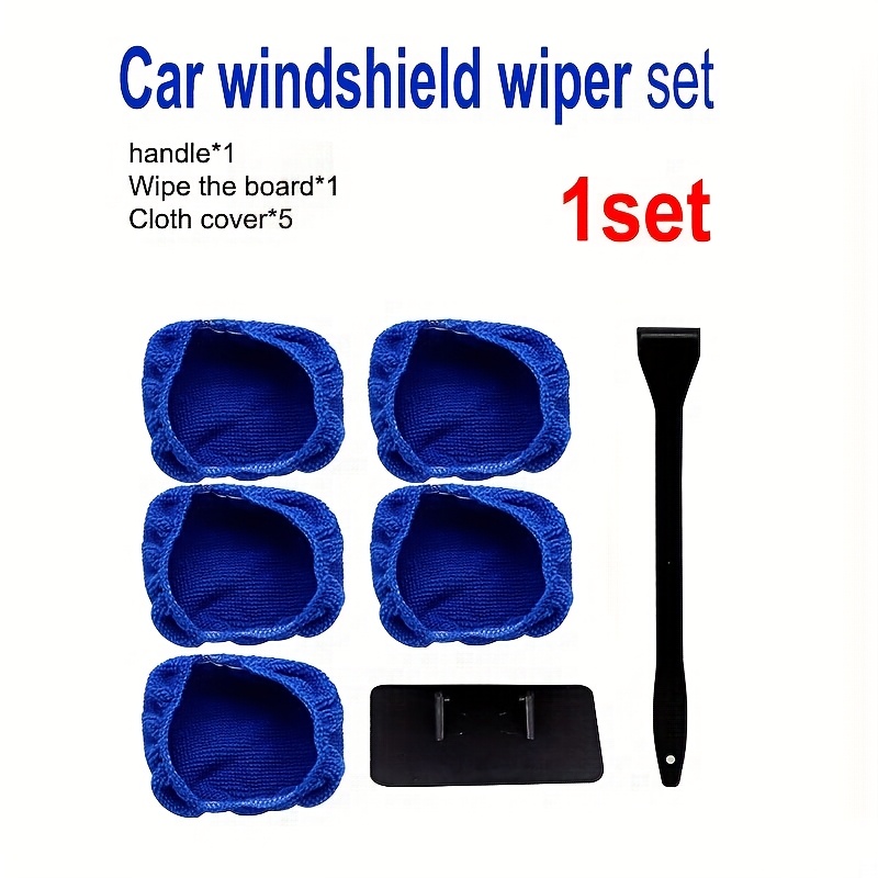 E-shop 1 Set Autoglas-Entfeuchter-Reinigungsbürsten, Windschutzscheiben-Reinigungstücher, verstellbarer 180°-Winkel, mit 5 wiederverwendbaren Pads,