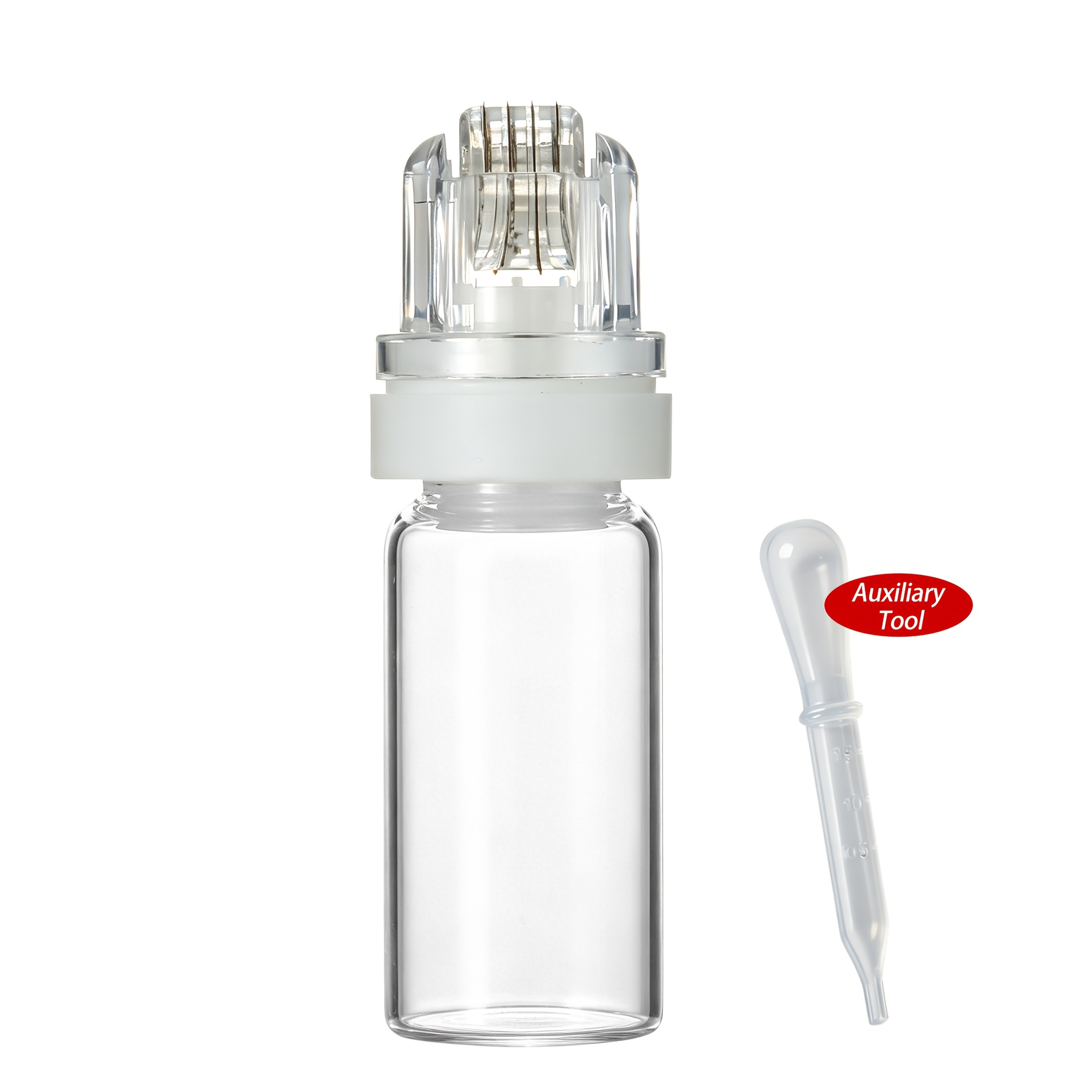 Image of 1/2pcs Hydra Microneedle Roller Glass Bottle Used For Lip Facial Neck And Eyebrow Microneedle Stamp, With Auxiliary Tool, Needle Length 0.22mm