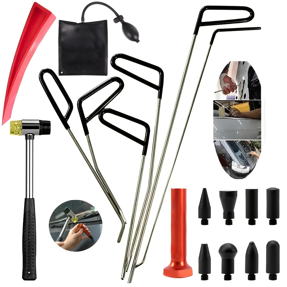 TEMU Outils de Réparation de Bosses Peinture, Kit de Tiges de Réparation pour Dommages de Grêle, Bosses de Porte et Bosses de Voiture