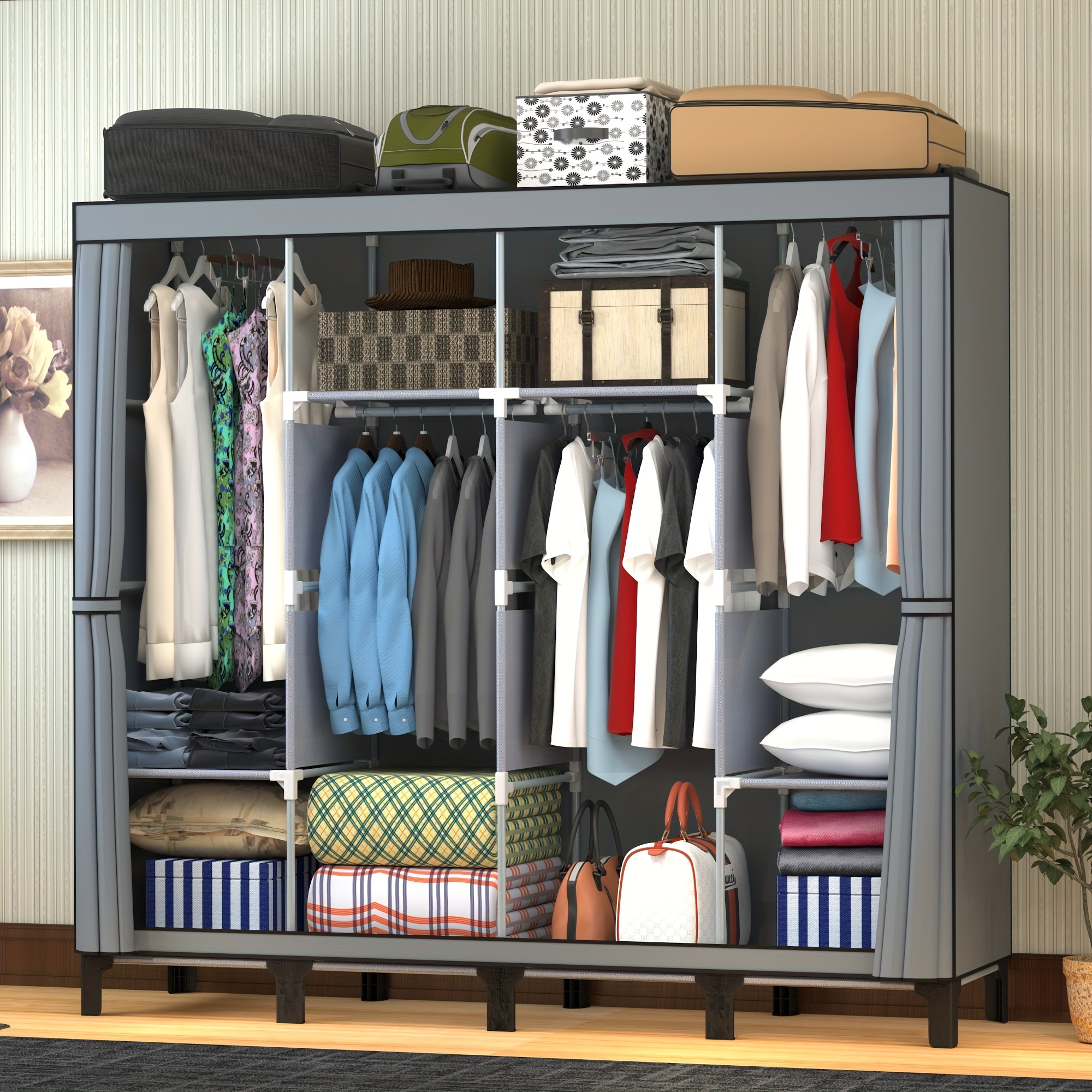 YOUUD Wardrobe Storage Closet Clothes buy Portable-GRAY