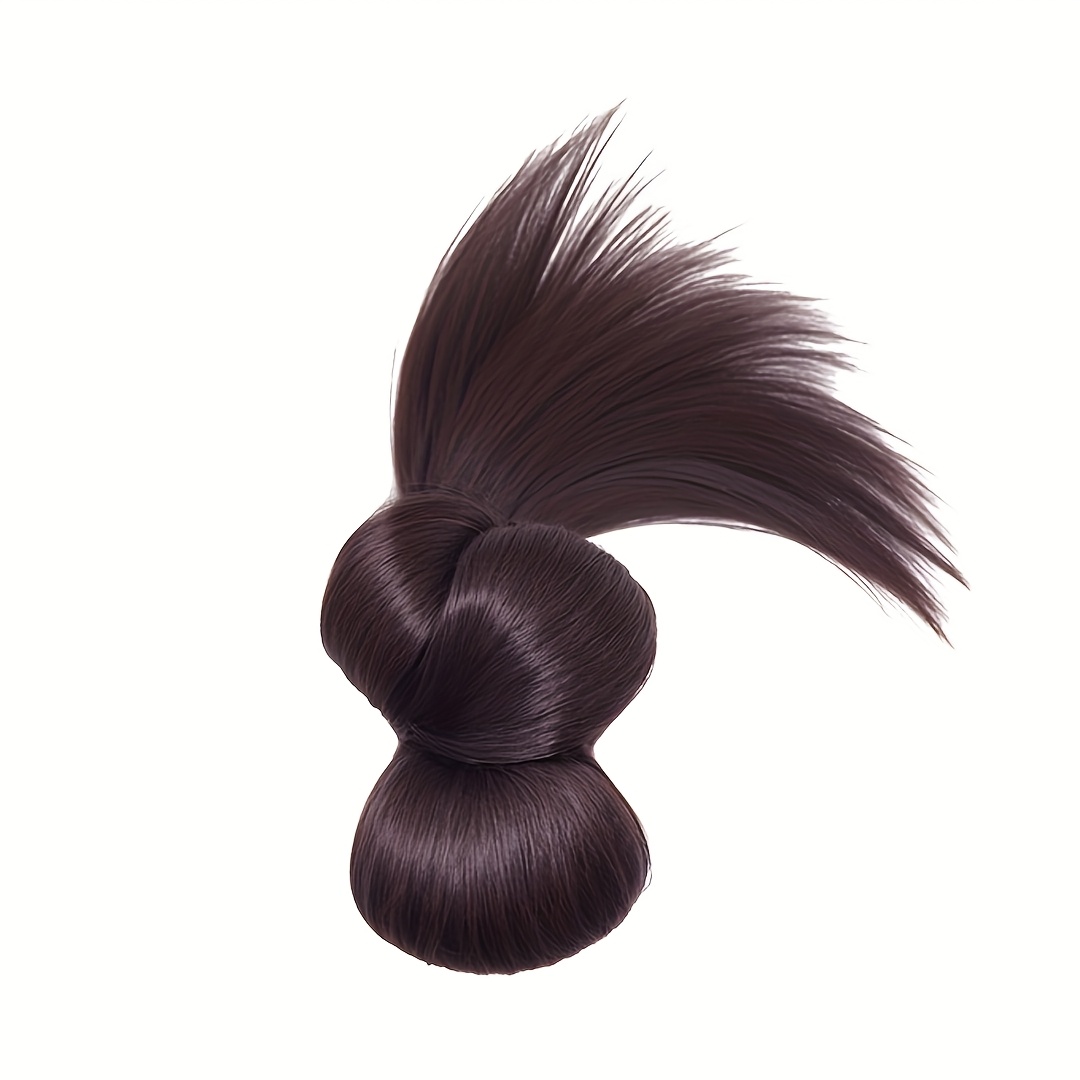 1pc womens synthetic half tie double hair bun low claw   wrap around hairtail messy fluffy extension with brown blonde red versatile styling for all   no maintenance required ponytail for women Product details 5