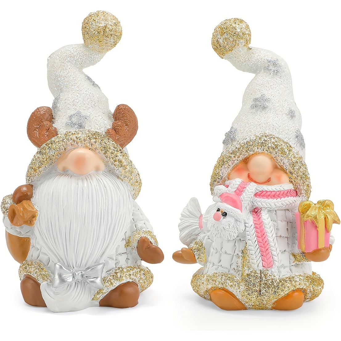 

Gnomes Decorations - 2 Pcs Handmade Gnomes Figurine Decor Gnomes Gifts For Home Table Ornaments (white)