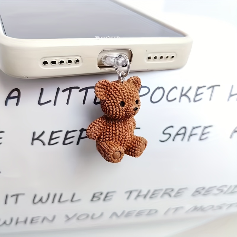 TEMU A Cute Little Bear Phone Dust Plug Pendant, Phone Decoration Accessory, Suitable For Iphone//type-c Phone Ports, A Perfect Gift For Bear Lovers