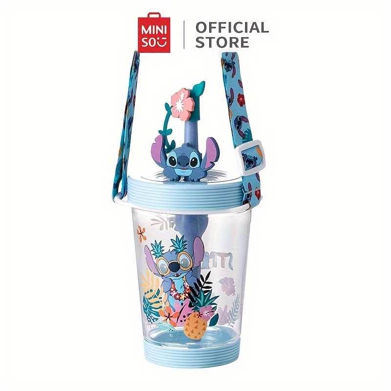 

MINISO Lilo & Stitch Gobelet Portable de 18.09oz avec Paille - Bouteille d'Eau en Plastique PPSU Bleue Mignonne pour & Loisirs Extérieurs, pour Halloween/Noël/Thanksgiving