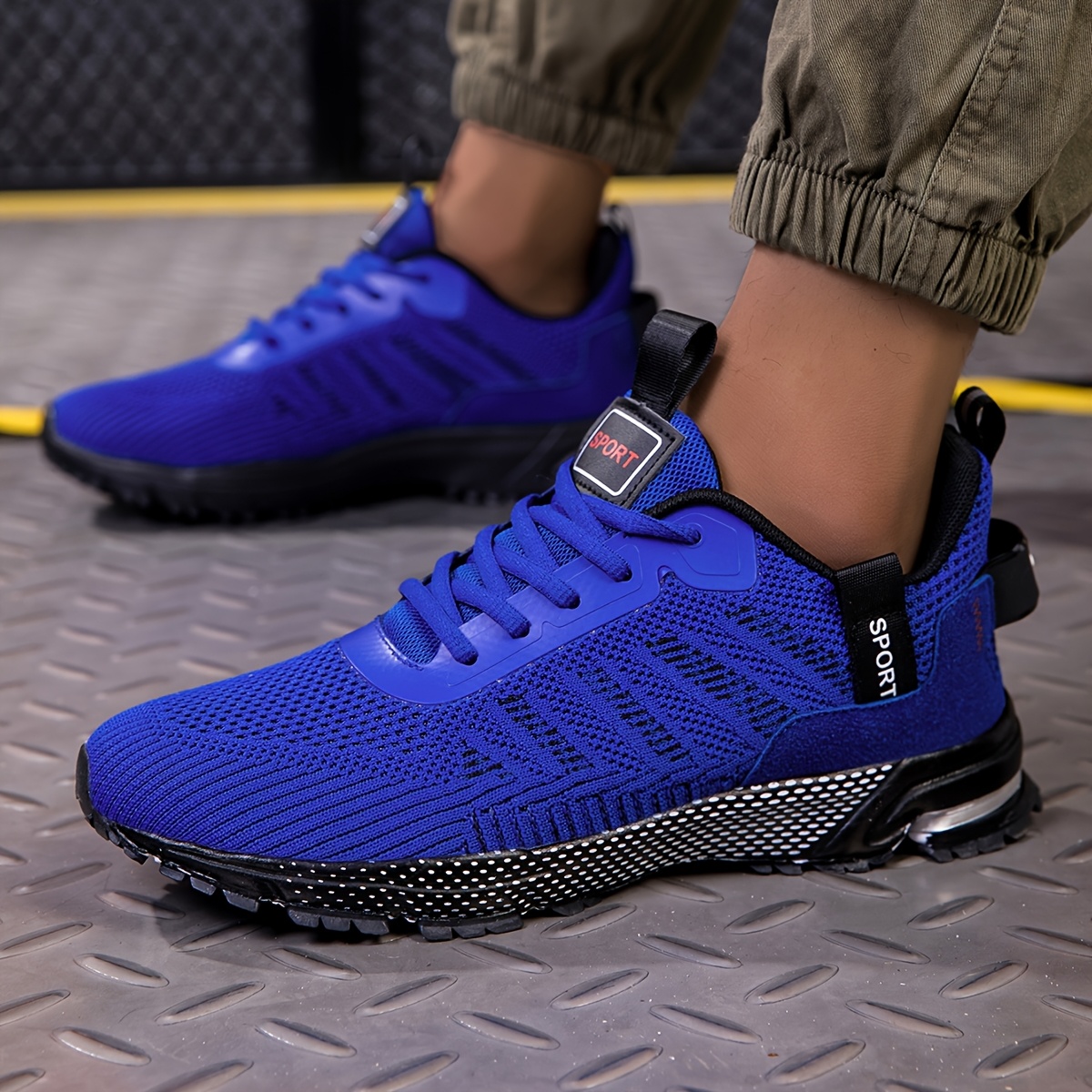 mens breathable solid color knitted casual sports shoes Temu