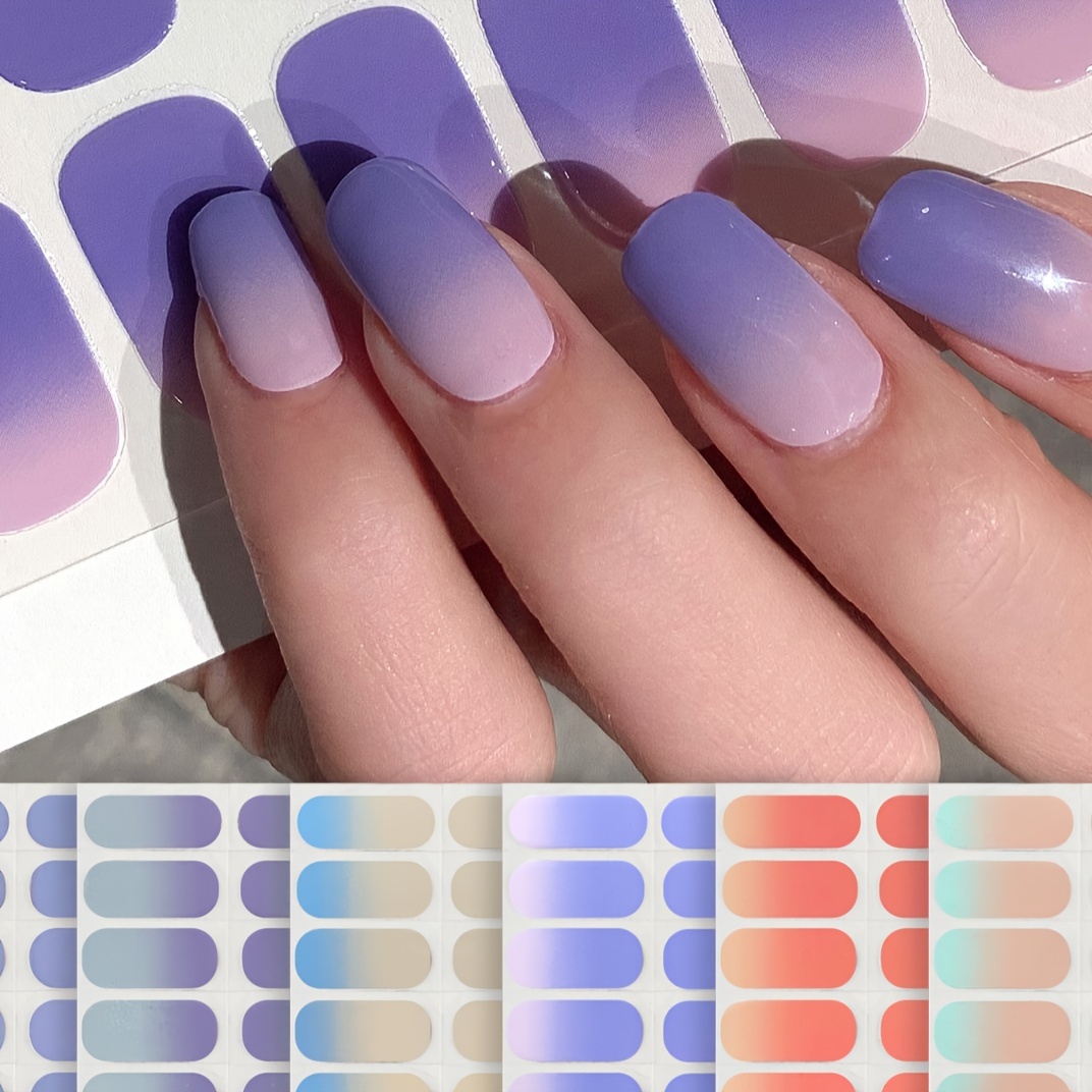 

Waterproof Gradient Nail Stickers - Full Coverage, Glossy Finish For Hands & Feet Care, Includes Nail File Nail Stickers For Nails Nail Stickers For Nail Art