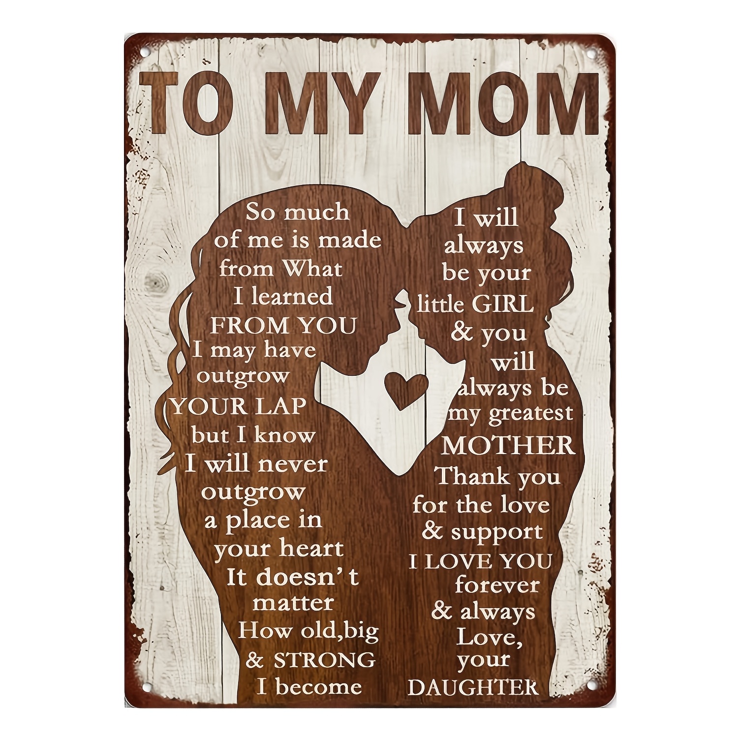 1pc Vintage &quot;To My Mom&quot; Metal Sign, 8x12 Inch Iron Wall Hanging Decor, Multipurpose Weatherproof &amp; Dustproof Tin Sign, Ideal Birthday Gift from Daughter for Mother&#39;S Day