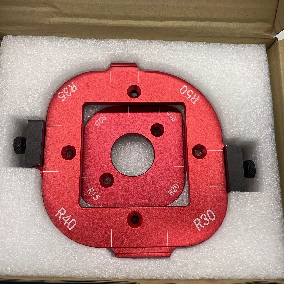 TEMU Aluminum Alloy Router Corner Arc Mold 2pcs Set: R10-r50 Multi-specification Arc Cutting + Detachable Clamp, Enables Precise Cutting Of Wood