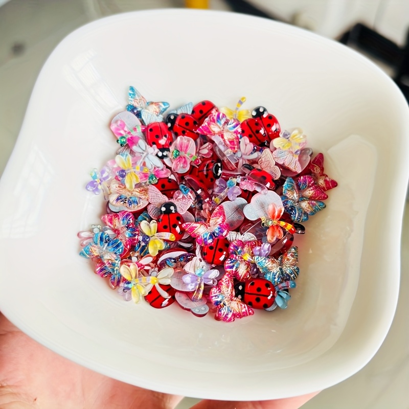 Mini Resin Butterfly & Beetle Decorations for Nail Art & Crafts